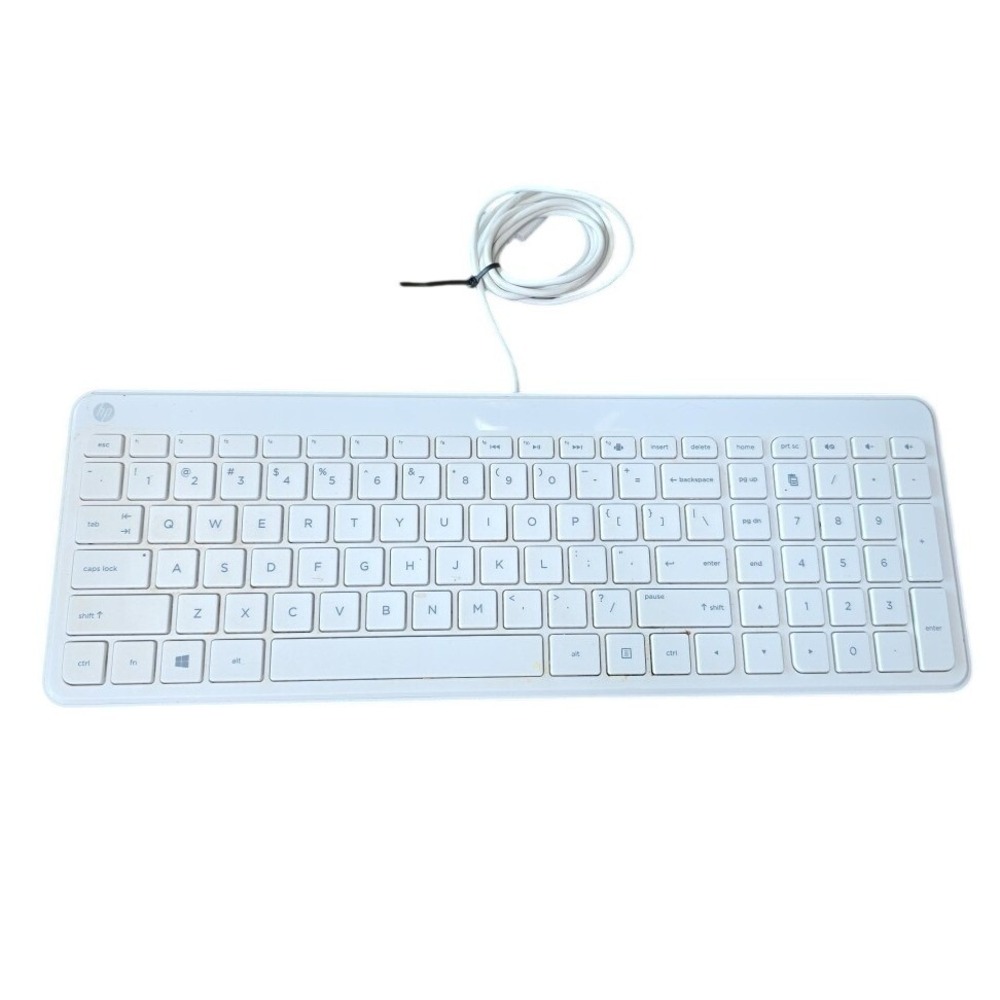 HP‎ KBAH21 USB Wired Super Slim Thin White PC Keyboard Lightweight Z1